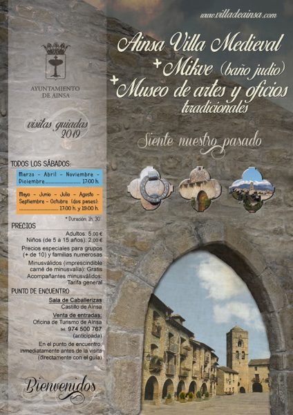 Villa de Ainsa - Sobrarbe Pirineo cartel VISITAS GUIADAS 2019