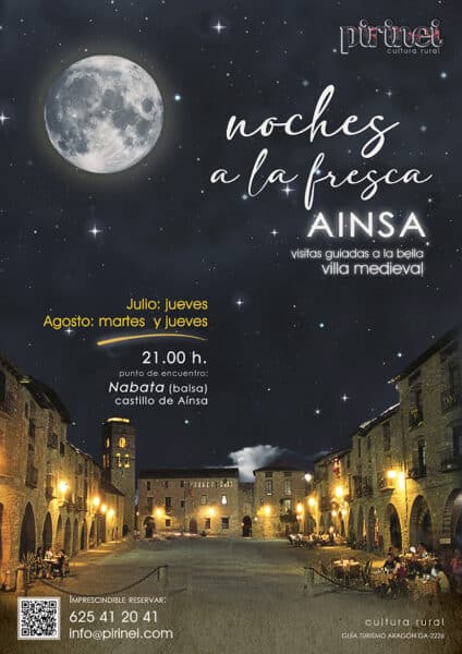 Villa de Ainsa - Sobrarbe Pirineo Ainsa medieval noche2024 rrss