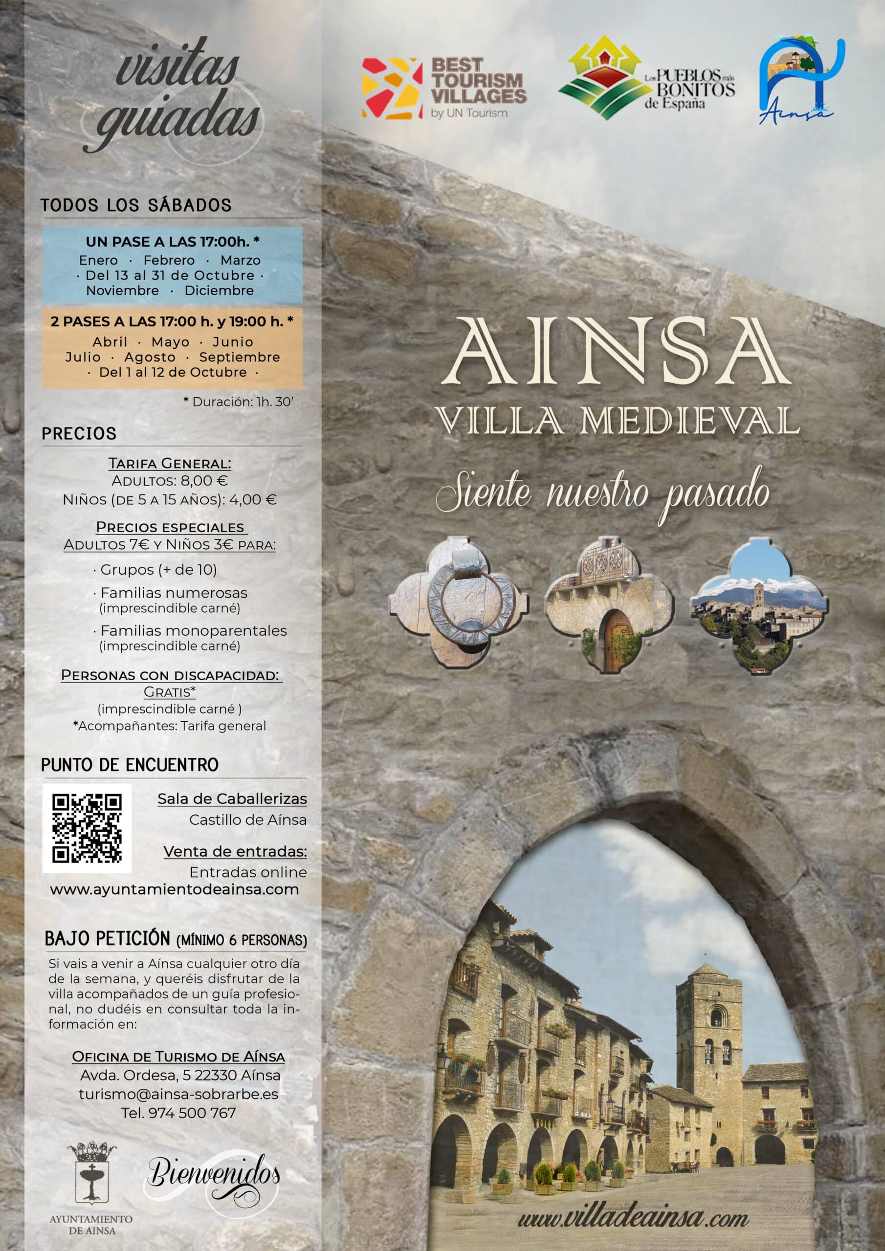 Villa de Ainsa - Sobrarbe Pirineo VISITAS GUIADAS A LA VILLA MEDIEVAL DE AINSA. SABADOS 1 Villa de Ainsa - Sobrarbe Pirineo cartel VALIDO VISITAS AINSA 2026 scaled