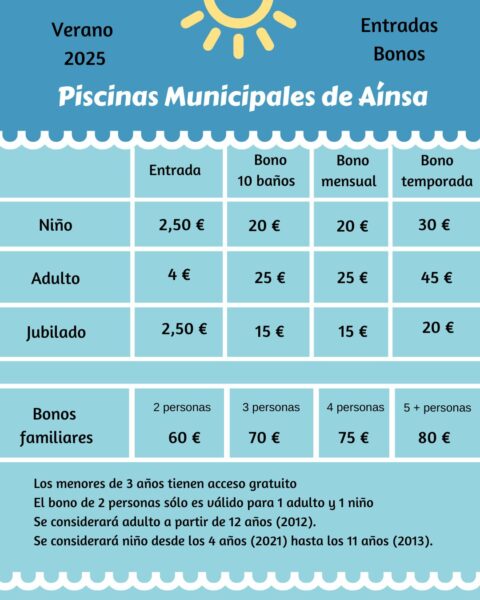 Villa de Ainsa - Sobrarbe Pirineo PRECIOS PISCINAS AINSA 2025