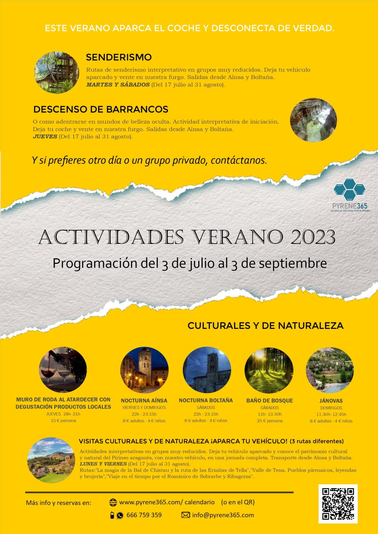 ACTIVIDADES DE VERANO 2023 PYRENE365 A nsa Sobrarbe