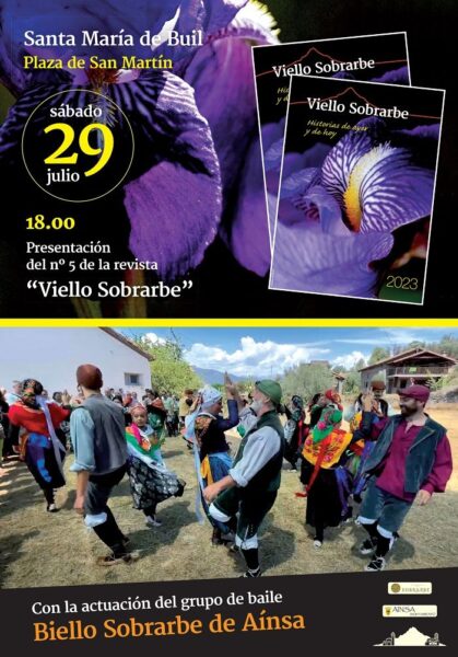 Villa de Ainsa - Sobrarbe Pirineo cartel Santa maria de buil 29 de julio 2023