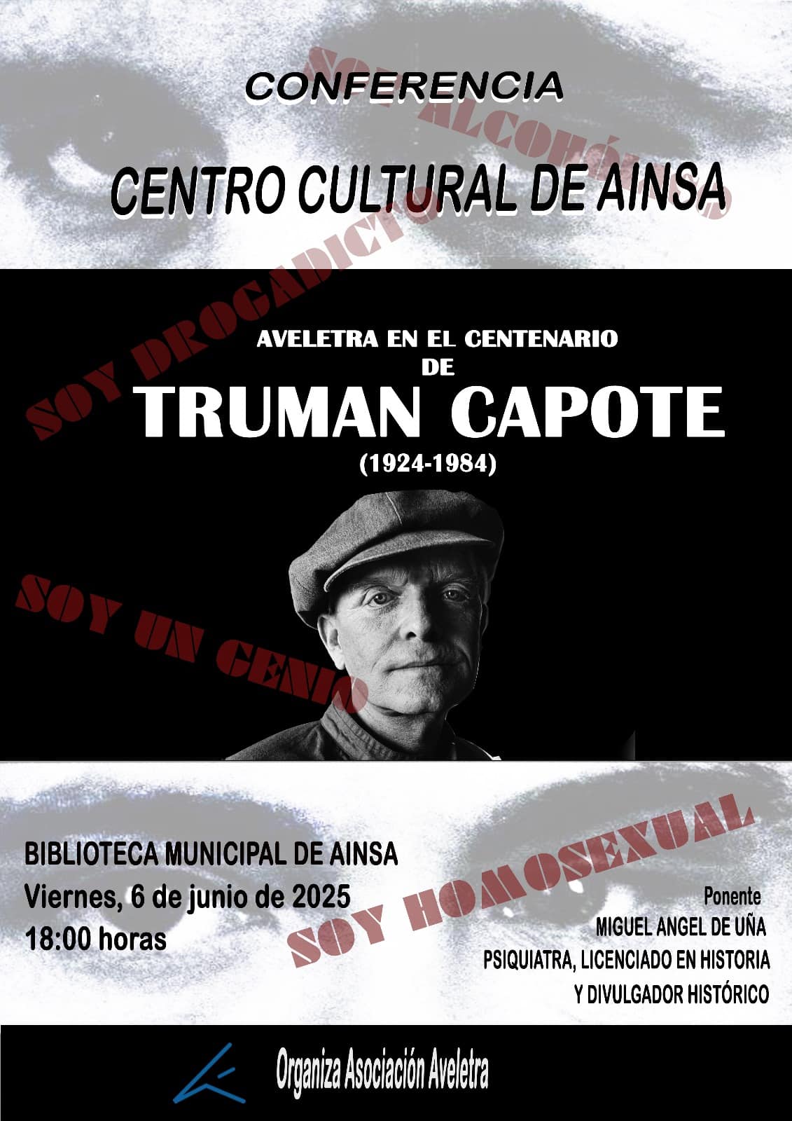 Villa de Ainsa - Sobrarbe Pirineo cartel Truman Capote. 6 de junio