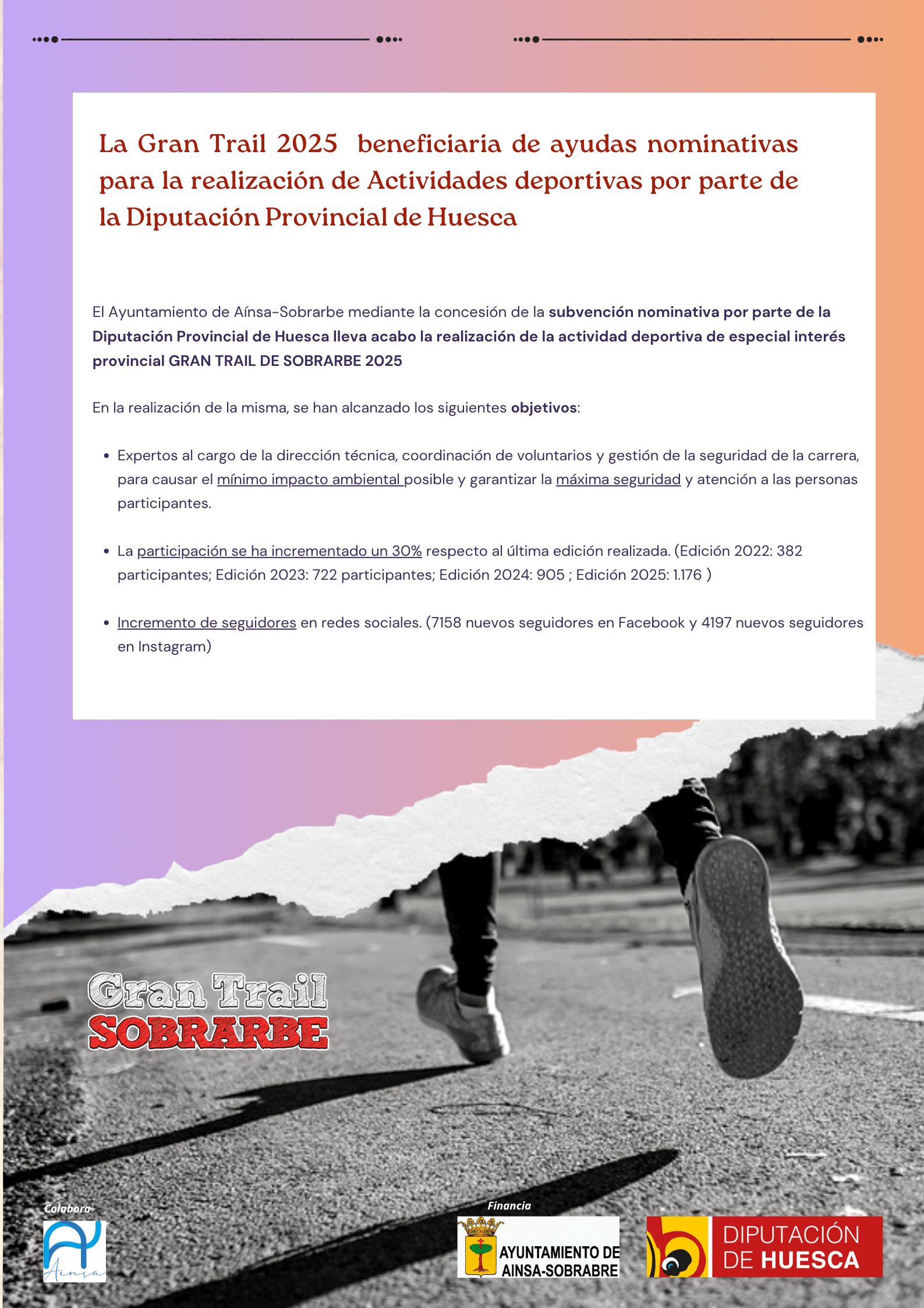 Villa de Ainsa - Sobrarbe Pirineo COMPRIMISO PUBLICITARIO GRAN TRAIL 2025