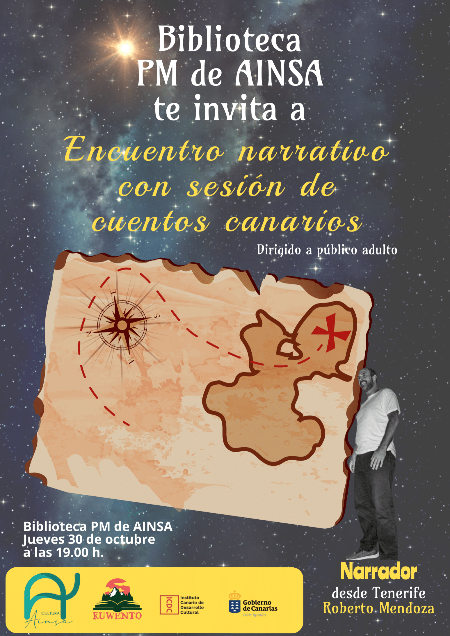 Villa de Ainsa - Sobrarbe Pirineo Cartel actividad 30 octubre Biblioteca PM de Ainsa