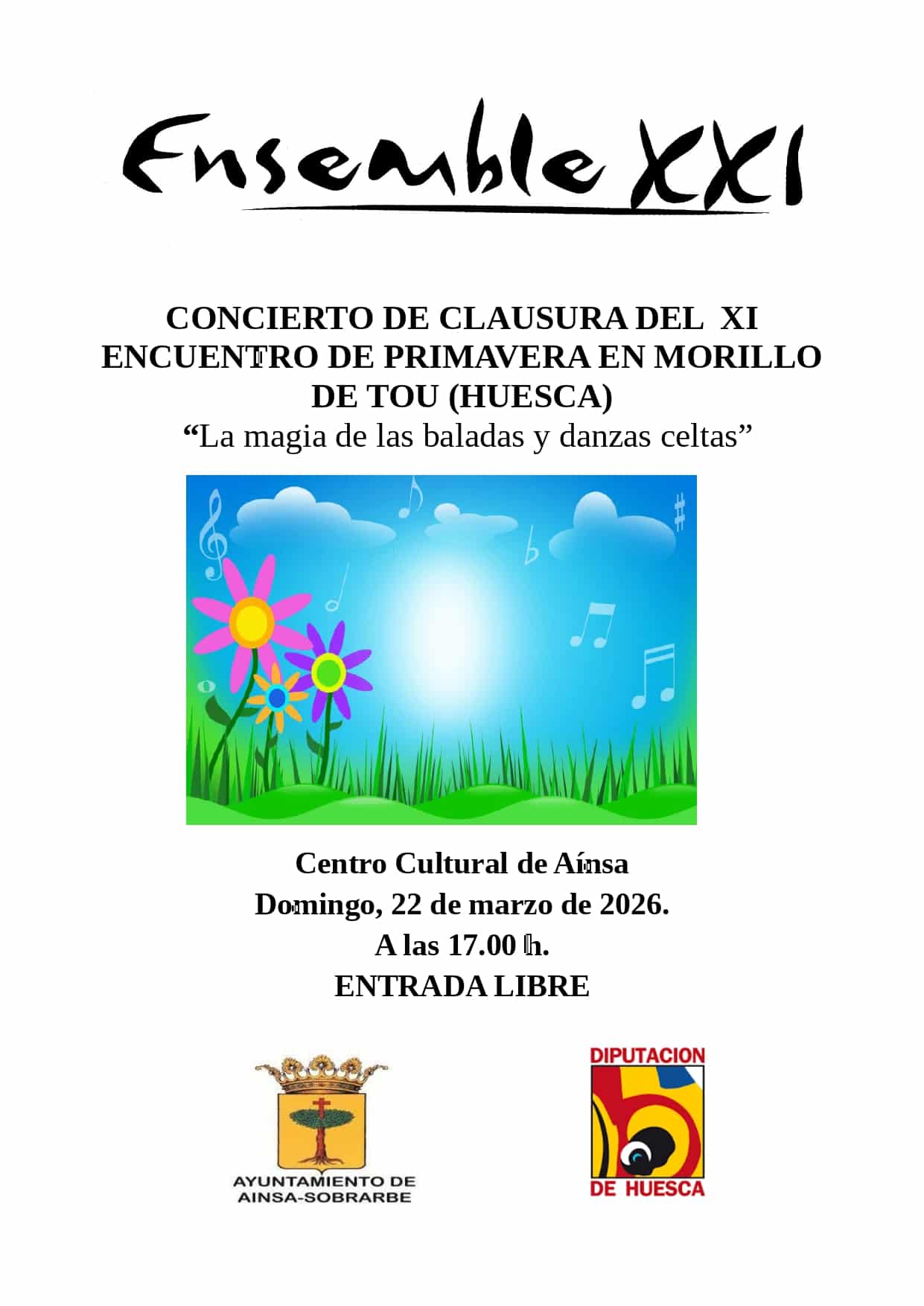 Villa de Ainsa - Sobrarbe Pirineo CONCIERTO DE CLAÚSURA DEL XI ENCUENTRO DE PRIMAVERA EN MORILLO DE TOU 1 Villa de Ainsa - Sobrarbe Pirineo Cartel Concierto de Clausura Morillo 2026 page 0001