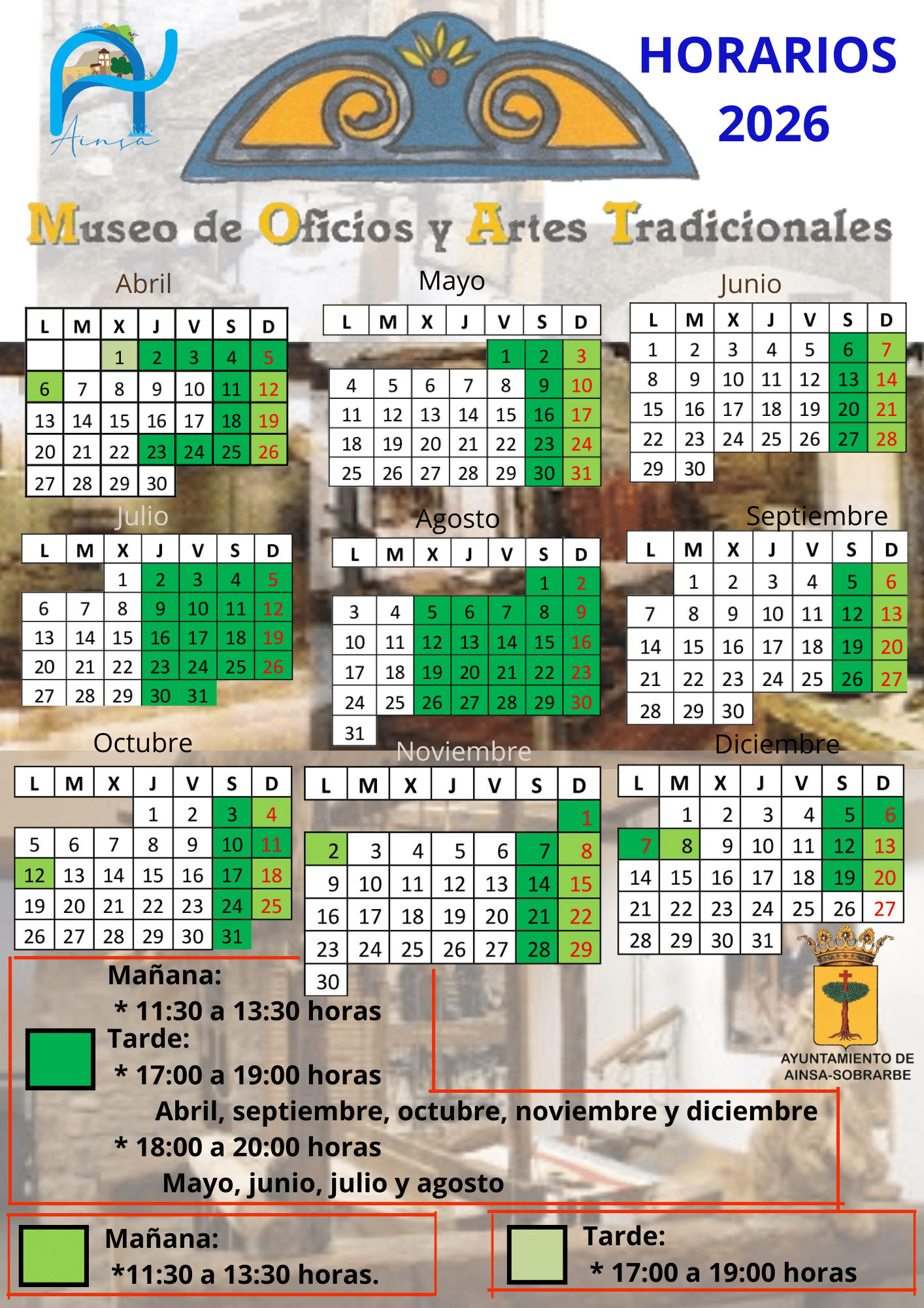 Villa de Ainsa - Sobrarbe Pirineo Reapertura del Museo de Oficios y Artes Tradicionales 1 Villa de Ainsa - Sobrarbe Pirineo MUSEO HORARIOS 2026